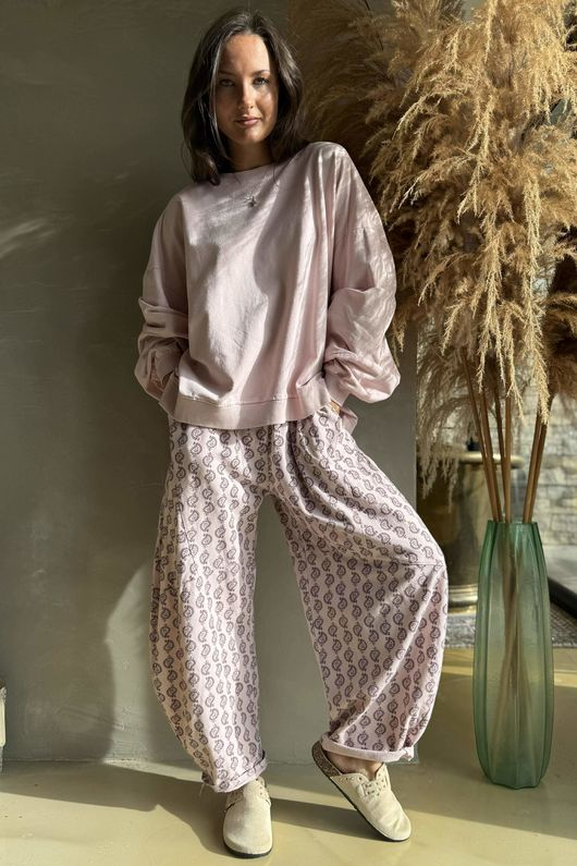 Lagen Lantern Sleeve Sweatshirt Rose